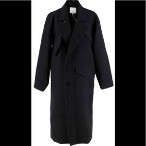 Tibi Brand New BasketWeave Cacoon Coat in Navy
